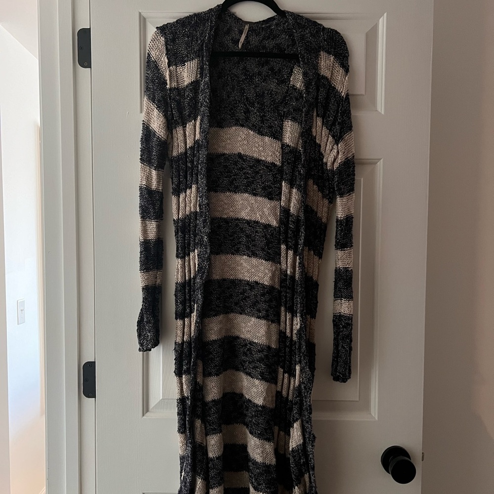 striped blue and tan free people sweater